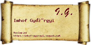 Imhof Györgyi névjegykártya