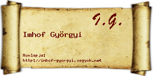 Imhof Györgyi névjegykártya